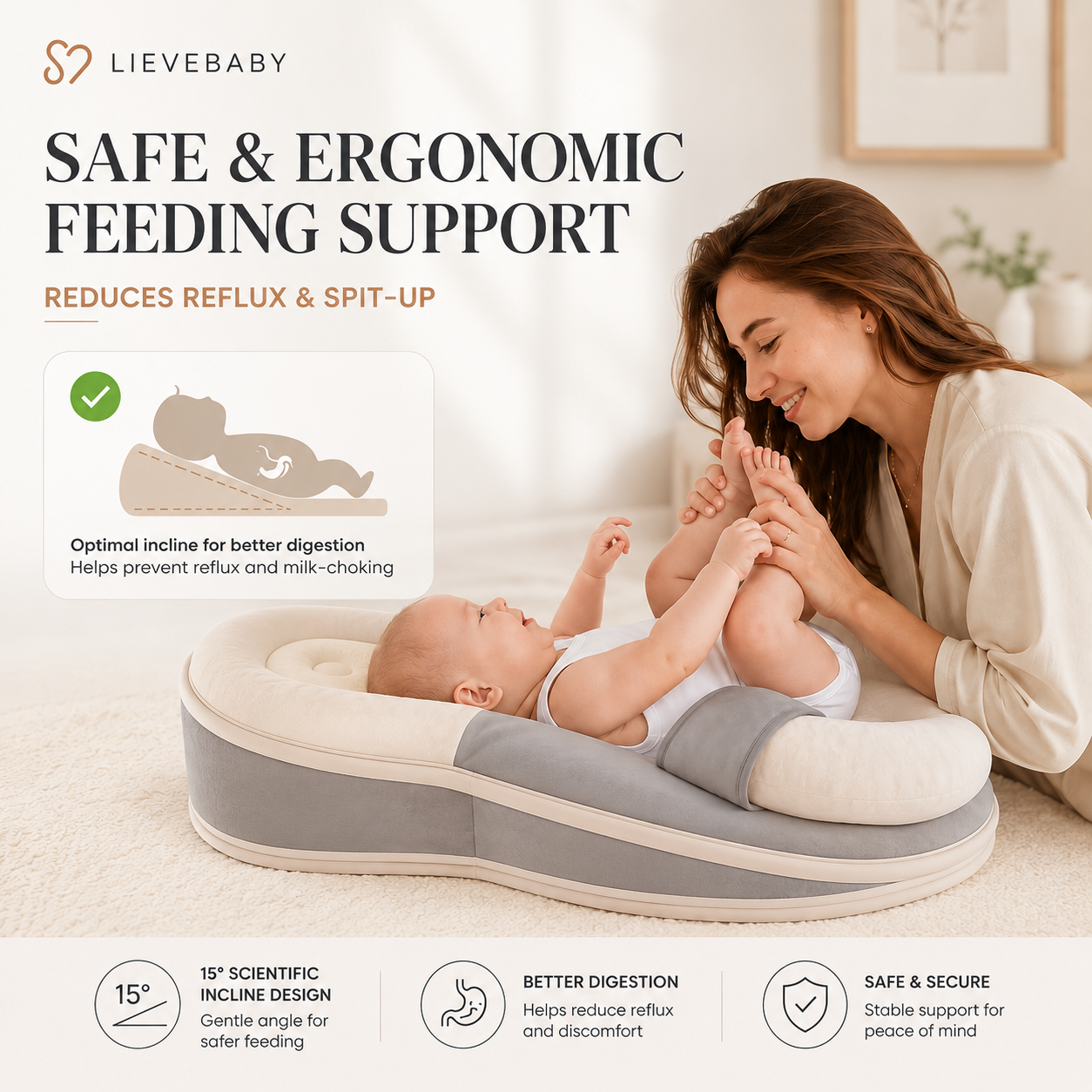 The Knus — anti-reflux feeding lounger - Reflux Wedge & Nursing Support