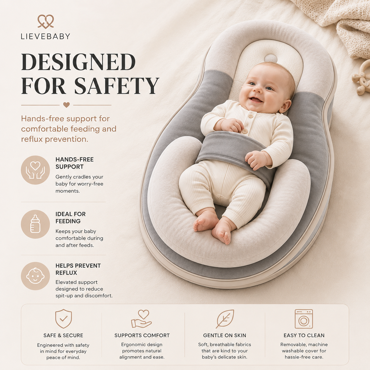 The Knus — anti-reflux feeding lounger - Reflux Wedge & Nursing Support